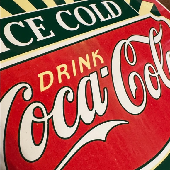 Vintage Ice Cold Coca-Cola Sold Here Porcelain Enamel Advertising Retro Sign - Picture 5 of 7